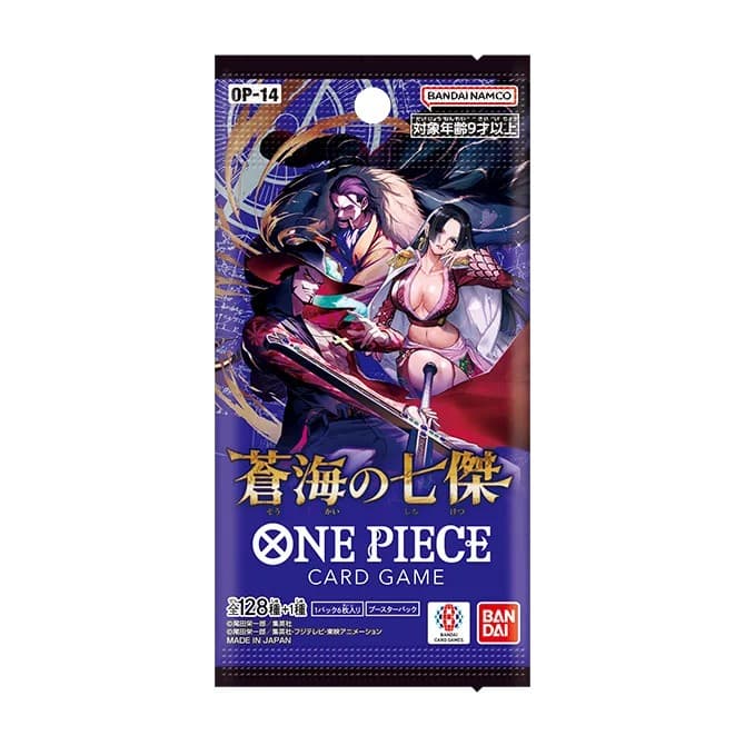 Japanese One Piece Card Game OP-14 The Azure Sea's Seven booster pack with Mihawk, Crocodile and Hancock