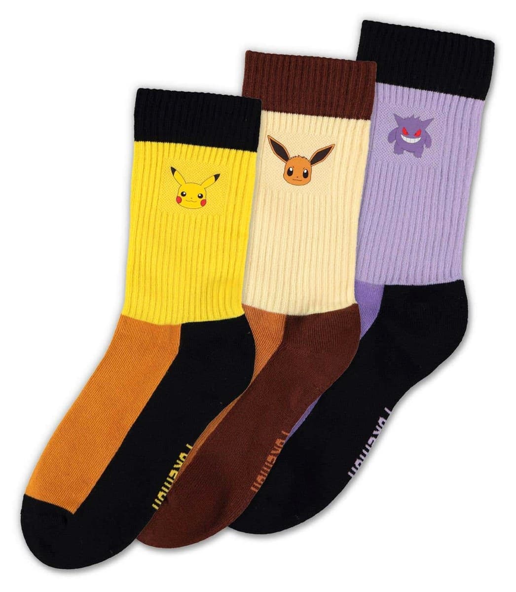 Pokemon Starter Trio Crew Socks 3-Pack, EU 39-42 (Difuzed)